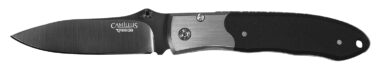 Camillus 18671 Pristine  3" Folding Drop Point Plain Black VG-10 Carbonitride Titanium Blade, Black/Silver G10/SS Handle