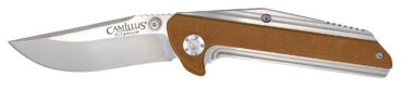 Camillus 19196 Sevens 2.75" Folding Plain Silver AUS-8 Carbonitride Titanium Blade, Desert Tan/SS G10/SS Handle