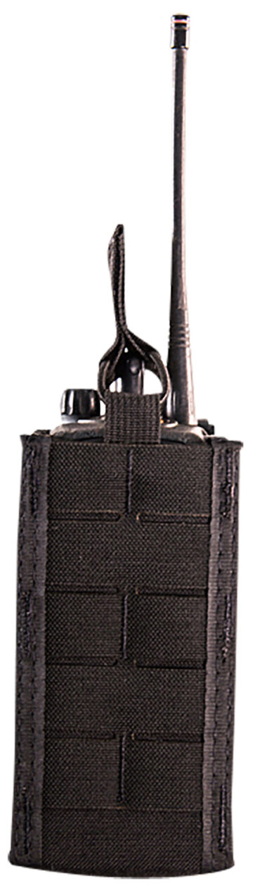 High Speed Gear 41RD00BK TACO Duty Radio Holder, Black Nylon with MOLLE Exterior & Bungee Pull Tongue, Fits MOLLE & 2" Belt