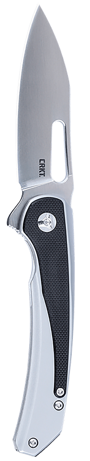 CRKT 6075 Padawan  3.01" Folding Wharncliffe Plain Brushed Satin 14C28N Steel Blade, SS w/G10 Black Overlays Handle