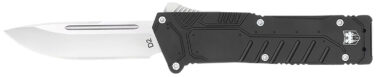 CobraTec Knives BLKSFDNS Special Forces  3.25" OTF Drop Point Plain Satin D2 Steel Blade, 4.75" Black Textured Anodized Aluminum Handle