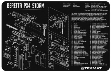 TekMat TEKR17BERPX4 Beretta Px4 Storm Cleaning Mat Black/White Rubber 11"x17" Beretta PX4 Storm Diagram