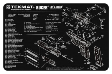 TekMat TEKR17RUGERLC9 Ruger LC9 Cleaning Mat Black/White Rubber 11"x17" Ruger LC9 Parts Diagram