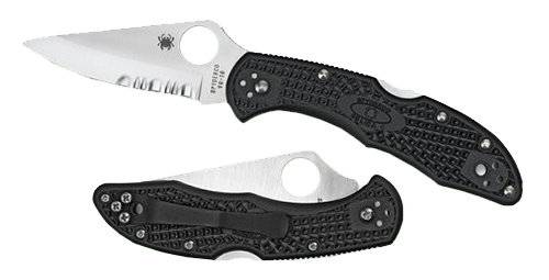 Spyderco C11SBK Delica 4 2.88" Folding Drop Point Serrated VG-10 SS Blade/Black Textured FRN Handle Includes Pocket Clip