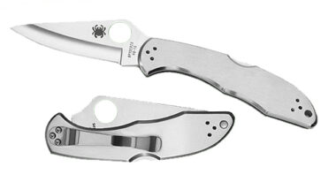Spyderco C11P Delica 4  2.95" Folding Drop Point Plain VG-10 SS Blade/ Stainless Steel Handle Includes Pocket Clip