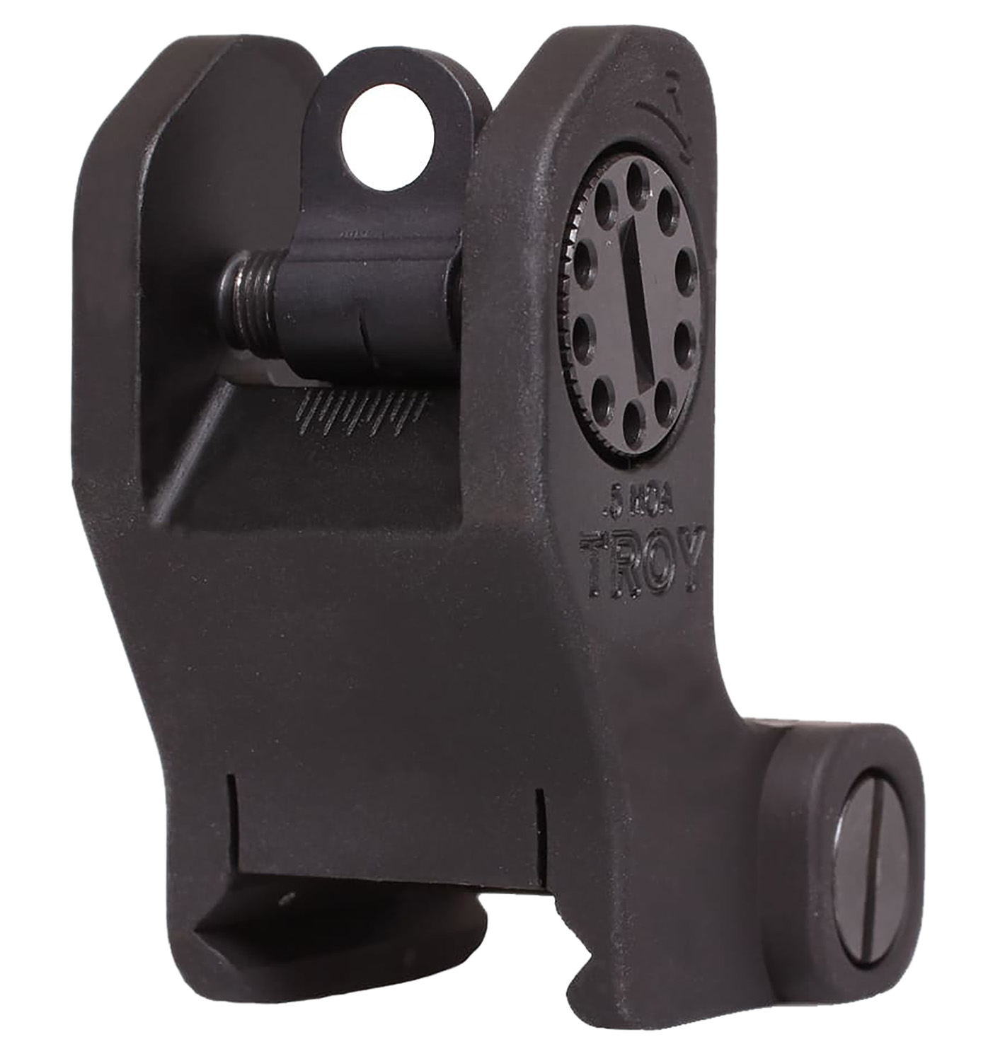 Troy Ind SSIGFRSROBT00 Rear Fixed BattleSight Round Black Hardcoat Anodized for AR-15/AR-10