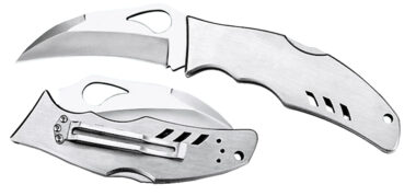 Spyderco BY07P Byrd Crossbill 3.50" Folding Hawkbill Plain 8Cr13MoV SS Blade, Stainless Steel Handle Includes Pocket Clip