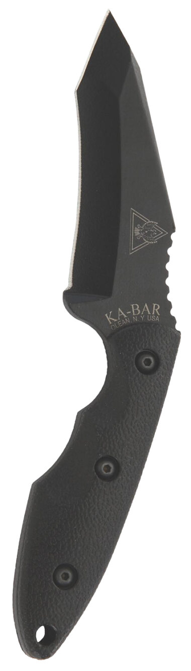 Ka-Bar 2486 TDI Hell Fire 3.56" Fixed Recurve Tanto Plain Black 1095 Cro-Van Blade, Black Ultramid Handle, Includes Sheath