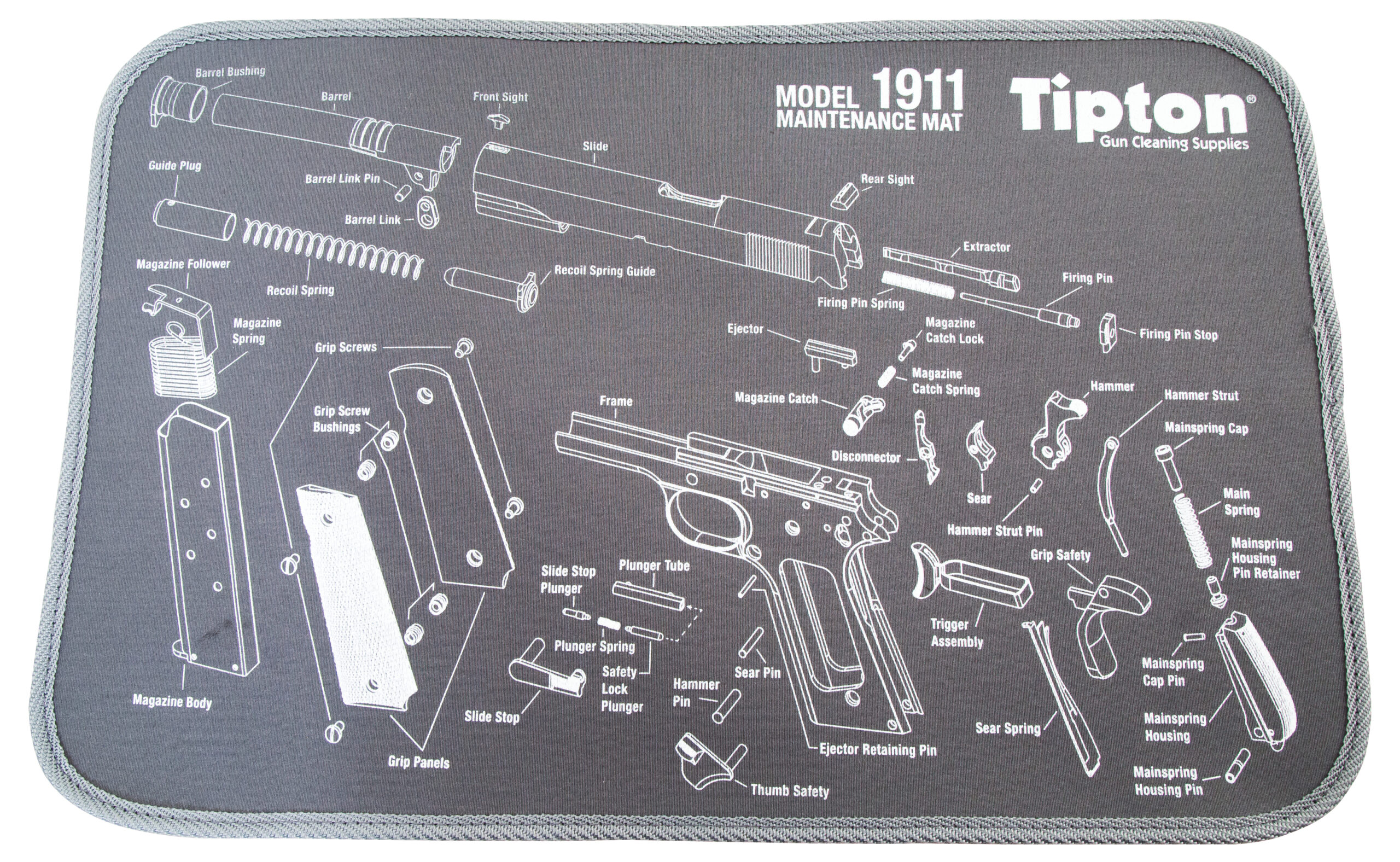 Tipton 558680 Maintenance Mat Black/Gray Neoprene Top w/Rubber Back 11"x17" 1911 Parts Diagram