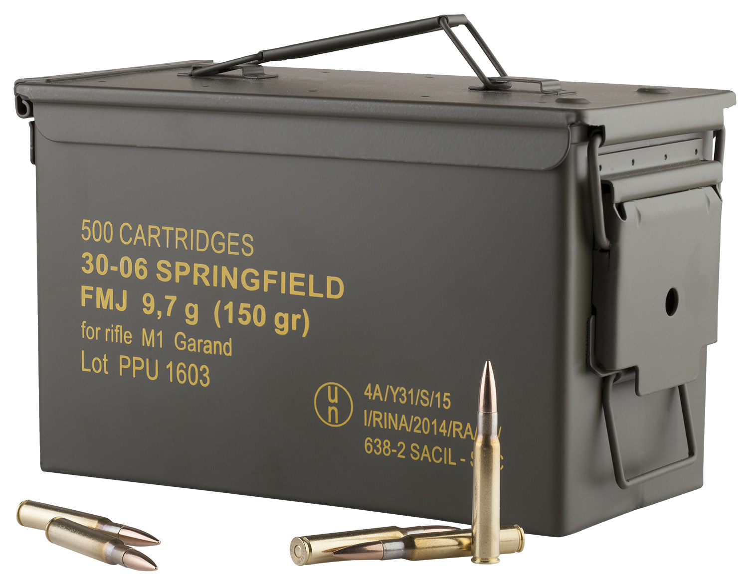 PPU PP3006GMC Standard Rifle 30-06Springfield 150gr Full Metal Jacket/500rds *Sold by Case *Includes Metal Can