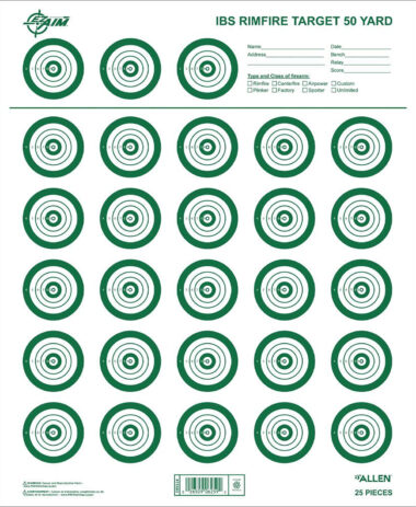 EZ-Aim 15582 Official IBS Rimfire Target Non-Adhesive White/Green 25 Pack