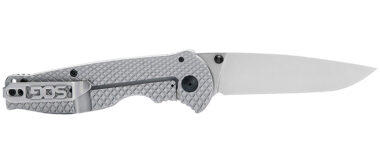 S.O.G SOG14180157 Flash FL 3.40" Folding Drop Point Plain Satin 4116 Stainless Steel Blade/Silver Stainless Steel Handle Includes Pocket Clip