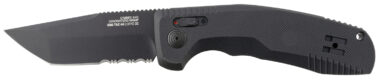 S.O.G SOG15380457 SOG-TAC Auto 3.43" Folding Tanto Part Serrated Black TiNi Cryo D2 Steel Blade Black Micro-Textured Anodized Aluminum Handle Includes Pocket Clip