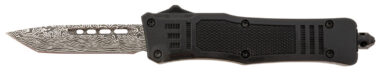 Steel River Knives MT616BDP Spartan  Mini 2.75" OTF Tanto Plain Laser Etched Damascus 440C SS Blade/4.25" Black Aluminum Zinc Alloy Handle