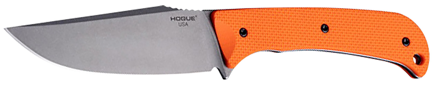 Hogue 35850 Extrak XL 3.90" Fixed Clip Point Plain Stone Tumbled CPM M4 Tool Steel Blade, Blaze Orange Textured G10 Scales Handle