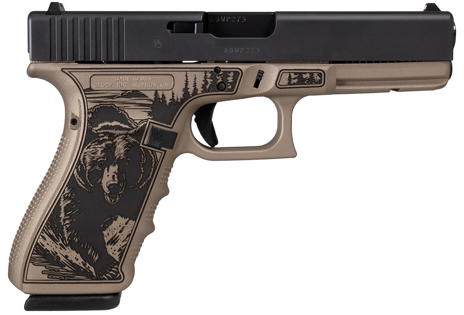 Glock UG2050204NKODAK G20 Gen4 Full Size Frame 15+1 4.61" Black Steel Barrel, Black Cerakote Steel Serrated Slide, Rose Gold w/Kodiak Polymer Frame w/Picatinny Rail, Ambidextrous