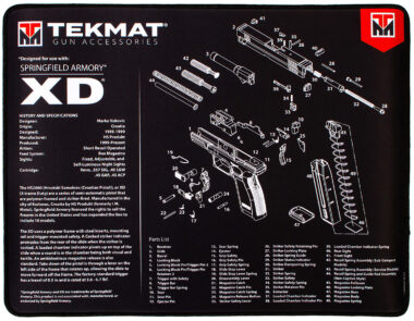 TekMat TEKR20XD Springfield Armory XD Ultra 20 Cleaning Mat Black/White Rubber 15"x20" Springfield Armory XD Parts Diagram
