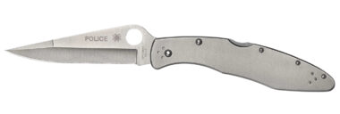 Spyderco C07P Police  4.13" Folding Spear Point Plain VG-10 SS Blade Stainless Includes Pocket Clip