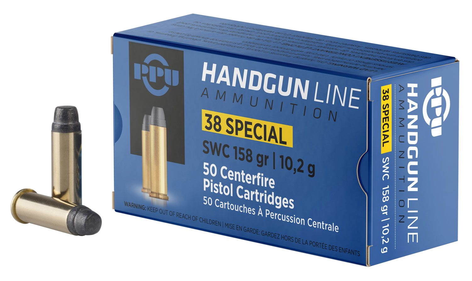 PPU PPH38SS Handgun 38Special 158gr Semi Wadcutter 50 Per Box/10 Case