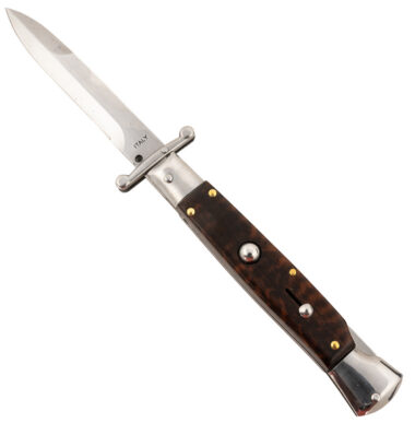 Steel River Knives SGSWP Spartan  3.9" Italian Bayonet Polished Blade 5.1" Snakewood Handle Side Open
