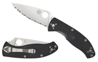 Spyderco C122PBK Tenacious Lightweight 3.39" Folding Plain Satin 8Cr13MoV SS Blade/Black Bi-Directional Texturing FRN Handle Includes Pocket Clip
