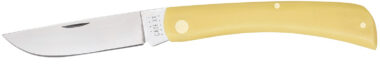 Case 00038 Sod Buster  Folding Skinner Plain Tumble Polish Carbon Steel Blade/Smooth Yellow Synthetic Handle