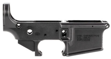 Grey Ghost Precision GGPC Cornerstone  Lower Receiver Multi-Caliber, 7075-T6 Aluminum w/Black Anodized Finish, Nylon Tipped Tensioning Screw, Flared Mag Well