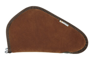 Heritage Cases 8613 Handgun Case Brown Suede w/Black Trim, Faux Sherpa Lining & Foam Padding, Lockable Zippers 13" L