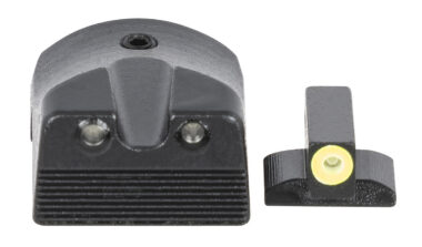 Meprolight USA 412183121 Hyper-Bright  Green Tritium Yellow Outline Front Sight-Green Tritium Black Outline Rear Sight Kimber 1911 Slant