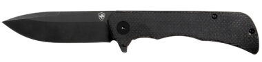 Templar Knife PFMBK321 Paladin  3.27" Folding Drop Point Plain Black Powder Coated D2 Steel Blade, 4.40" Black Micarta Handle