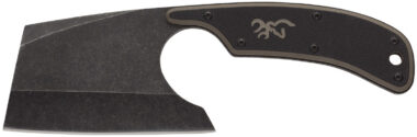 Browning 3220322B Cutoff Camp Boxed 2.50" Fixed Cleaver Plain Black Black Oxide Stonewashed 9Cr14MoV SS Blade, Black/Tan G10 Handle