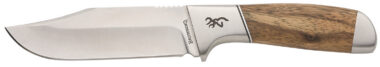 Browning 3220537 Sage Creek Large 4.50" Fixed Clip Point Plain Satin 9Cr14MoV SS Blade, Brown Zebra Wood Handle