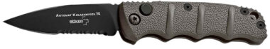 Boker 01KALS96  Kalashnikov 2.52" Drop Point Plain/Serrated Black D2 Steel Blade Gray Aluminum Handle
