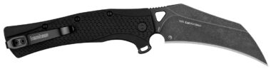 Kershaw 1423 Dawnstar  Tactical 3.50" Folding Hawkbill Plain Blackwash 8Cr13MoV SS Blade, Black Textured Glass Filled Nylon Handle