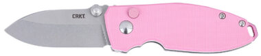 CRKT 2474P SQUID  EDC 2.27" Folding Plain Stonewashed D2 Steel Blade, Pink G10 Handle