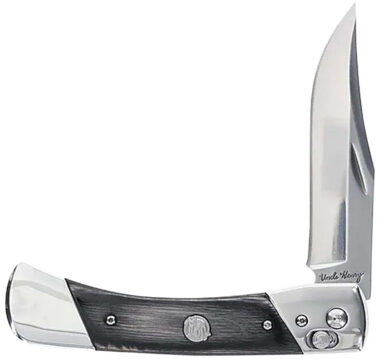 Uncle Henry 1222013 Bear Paw 3.80" Folding Plain 7Cr17MoV SS Blade, Black/SS Wood Laminate Handle