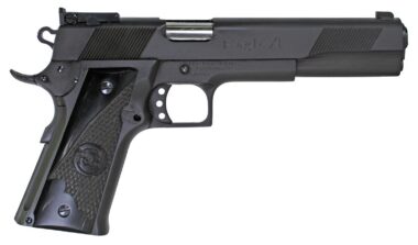 Iver Johnson Arms EAGLEXL10DS Eagle XL Full Size Frame 10mm Auto 15+1 6" Stainless Steel Barrel, Matte Black Steel Long/Serrated Slide, Black Steel Frame w/Beavertail, G10 Grip
