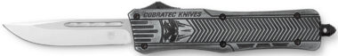 CobraTec Knives MSWCTK1MDNS CTK-1 American Flag Medium 3" OTF Drop Point Plain Stonewashed D2 Steel Blade, 5" Black Aluminum Alloy Handle