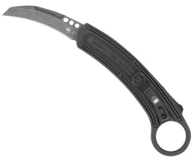 CobraTec Knives CTBKRH Karambit  2.75" Folding Plain Stonewashed D2 Steel Blade, 5.88" Black Anodized w/Finger Ring Aluminum Handle