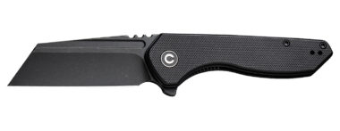 Civivi Knives C23036-1 ExOne 2.94" Folding Reverse Tanto Plain Black Stonewashed Nitro-V Steel Blade, Black Textured G10 Handle