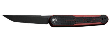 Civivi Knives C23015-1 KwaiQ 2.97" Folding Plain Black Stonewashed Nitro-V Steel Blade, Black/Burgundy Textured G10 Handle