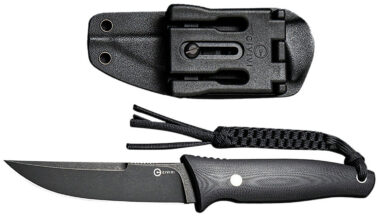 Civivi Knives C19046-3 Tamashii  4.07" Fixed Straight Back Plain Black Stonewashed D2 Steel Blade, 4.73" Black Textured G10 Handle