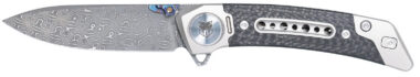 CobraTec Knives CTEMPDAMDNS Emperor  3" Folding Drop Point Plain Damascus VG-10 SS Blade, 4.25" Carbon Fiber/SS Titanium Handle