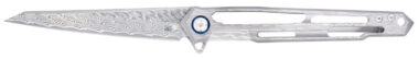 CobraTec Knives CTGSTDAMWNS Ghost  3.88" Folding Wharncliffe Plain Damascus Blade, 4.94" Cut Out Titanium Handle
