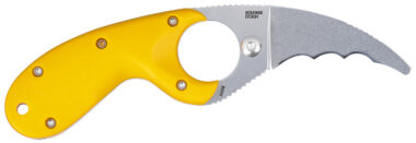CRKT 2511Y Bear Claw  2.39" Fixed Hawkbill Serrated Powder Coated AUS8A SS Blade, Yellow Textured GRN Handle