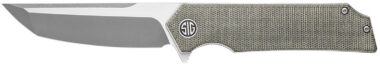 Sig Sauer Knives TS8SG Tsuru  3.30" Folding Tanto Plain Satin 154CM SS Blade, 4.20" Green Canvas Micarta Handle