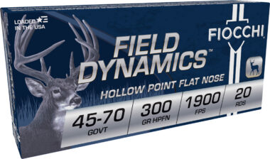 Fiocchi 4570B Field Dynamics  45-70Gov 300gr Hollow Point Flat Nose 20 Per Box/10 Case