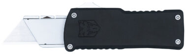 CobraTec Knives CTOTFUTBLK Utility  OTF Plain Aluminum Blade, 3.38" Black Aluminum Handle