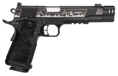 Kimber Mfg, Inc 3600305 DS Warrior Camp Guard Elite Full Size 10mm Auto 18+1 5" Matte Stainless Compensated Barrel, KimPro Black Stainless Steel Engraved Lightening Cut/Optic Ready/Serrated Slide, Bla