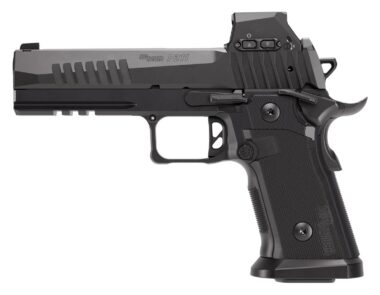 Sig Sauer 211F9GT5RXSL P211 GT5 w/Optic Full Size 9mm Luger 21+1 5" Black Barrel, Black Nitron Stainless Steel Serrated w/Optic Slide & Frame w/Beavertail & Picatinny Rail, G10 Grip Panels, Sig ROMEO-